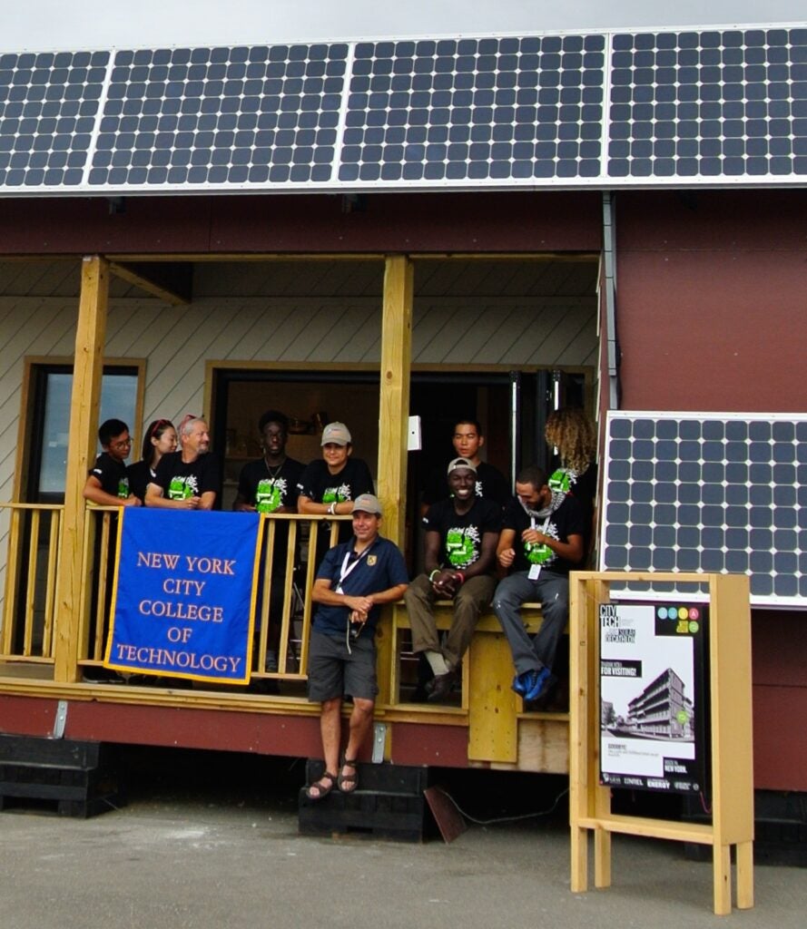 The <a href="http://durahome.org/">DURA Home</a>, built by the New York City College of Technology, uses vertically-oriented solar panels that could fit in an urban environment.