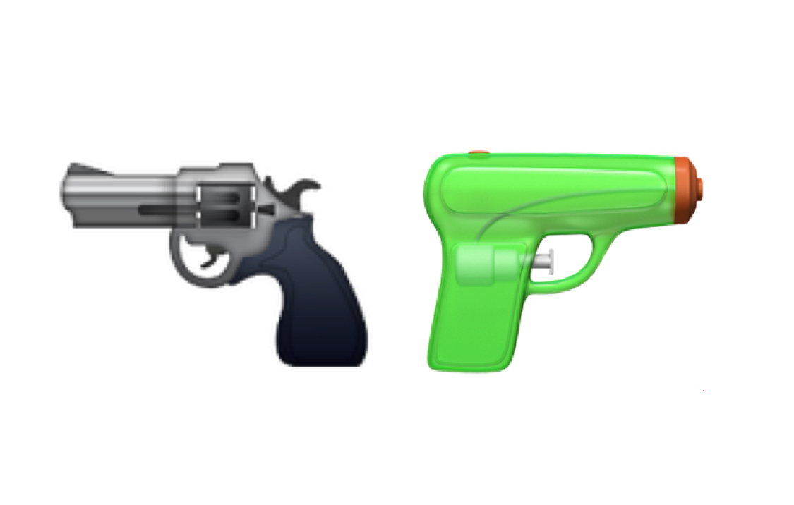 Apple's gun emoji side-by-side