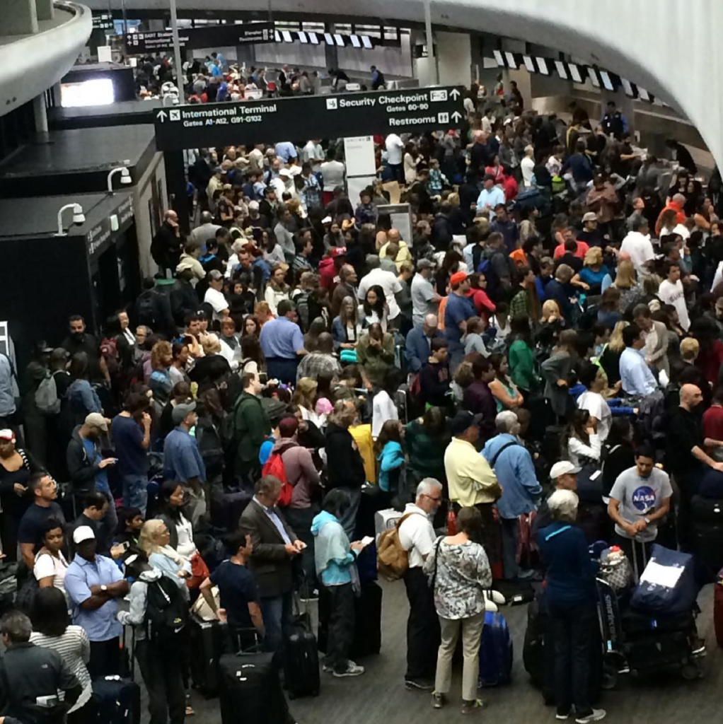 Airports across the country were left looking like giant mosh pits when a United Airlines glitch left thousands of people grounded and packed like sardines on July 8. The system-wide computer failure left it impossible for United Airline planes to take off for about two hours, however some pilots offered free tours of the flight deck to calm some passengers.