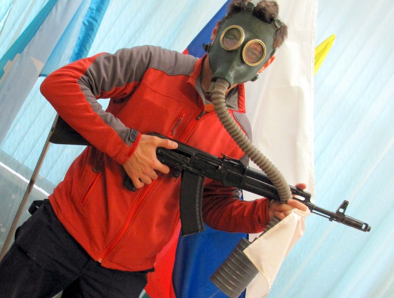 Man With Gas Mask And AK-74