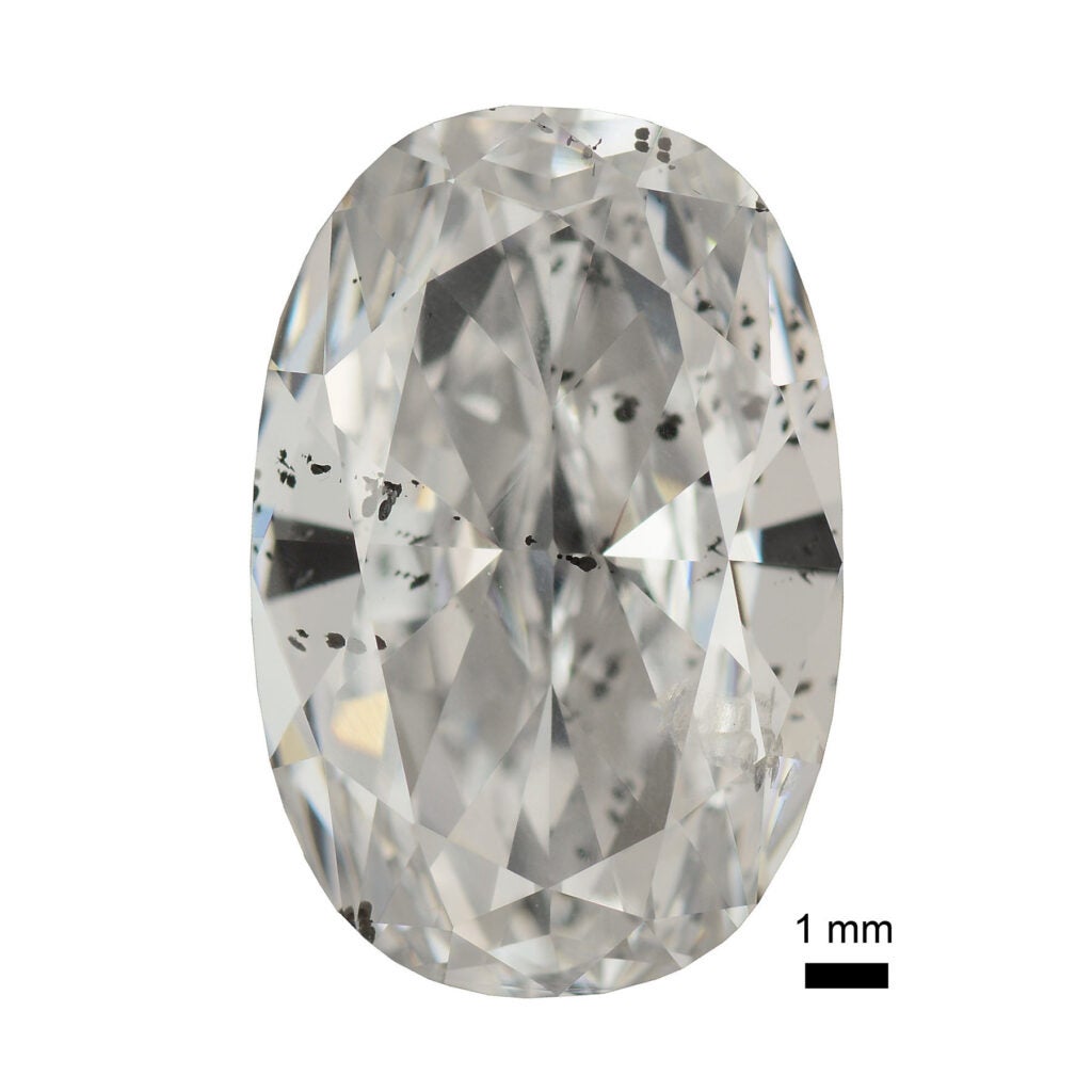 Cut diamond with inclusions