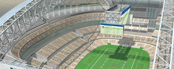 For $100 a ticket, fans shouldn't suffer vanilla architecture. When the 2009 NFL season kicks off, Dallas Cowboys owner Jerry Jones will have spent more than a billion dollars on a stadium that covers 30 total acres, seats 80,000, and features a 660,800-square-foot single-span roof structure, the world's longest. The design, by architectural firm HKS, is an icon of big-stadium ambition. The roof can open in a mere 12 minutes. The luxury suites put well-heeled oilmen directly on the field, a first for NFL stadiums. And 180-by-50-foot center-hung HD scoreboards will show replays from multiple angles.