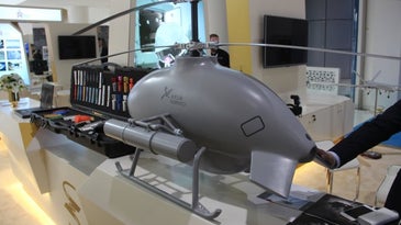 Sky Saker H300 NORINCO China helicopter drone on an exhibition in Dubai