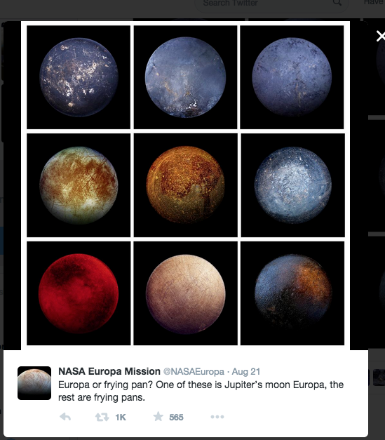 NASA has a wealth of content from which to build their social media pages.