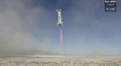 New Shepard rocket comes in for its fifth landing.