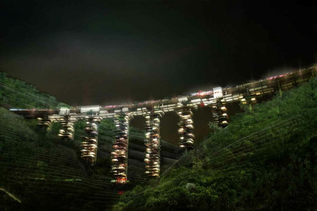 A plan for fixing dilapidated Italian motorways would turn bridges like this into miniature cities. Essentially, everyone gets to be a fairy tale troll. <em>From May 2, 2014</em>