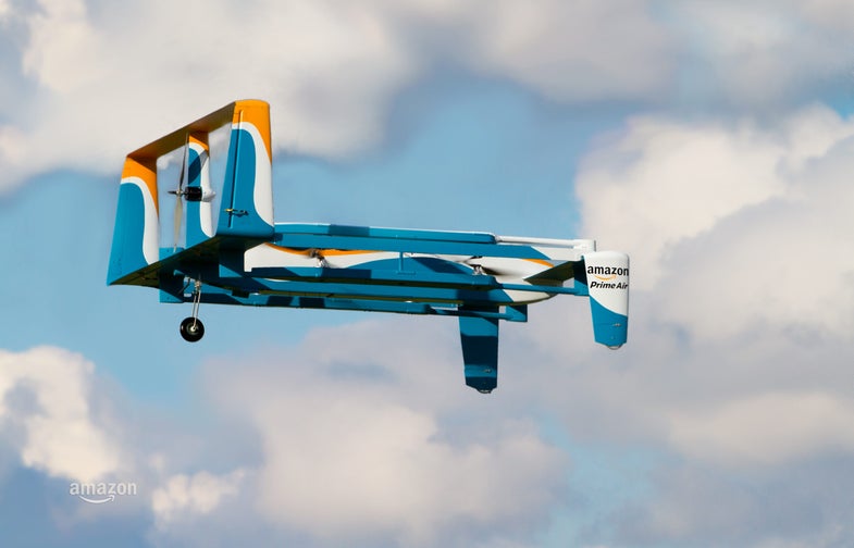Amazon's Prime Air drone is testing in Canada, U.K., and Denmark.