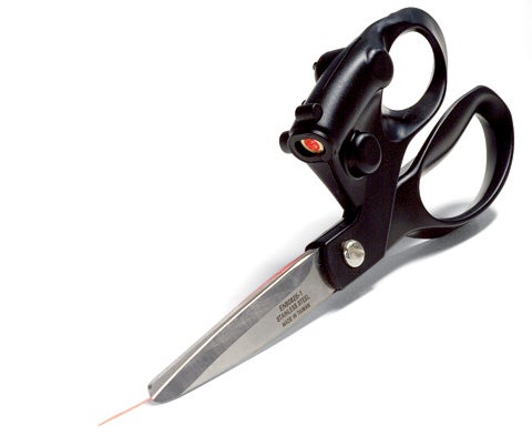 Having trouble cutting a straight line? Try a pair of laser-guided scissors. Click a button on the handle, and it emits a laser beam across whatever you´re slicing. Ideaworks Laser Scissors, $15; <a href="http://jobar.com">jobar.com</a>