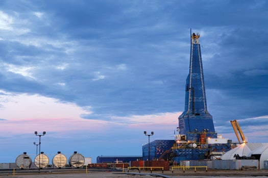Crews working Sakhalin's seven-story rig aim to have drilled 40 to 50 new wells by 2013. Future drilling expeditions could reach more than 9.3 miles off the coast.
