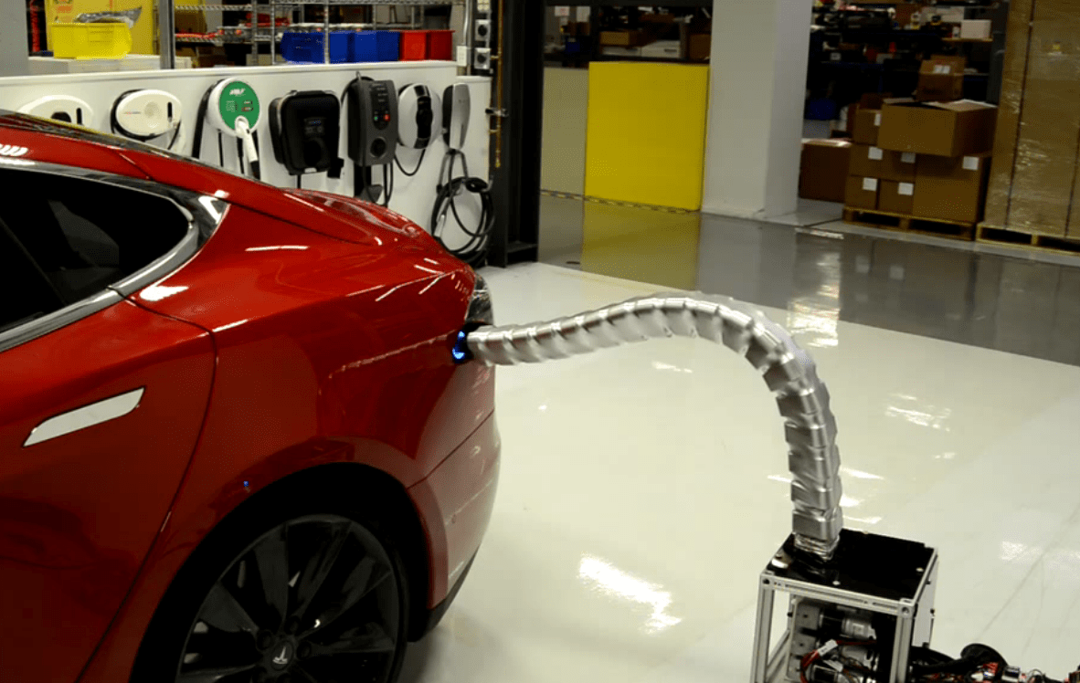 Prehensile Robot Snake Will Sniff Out And Charge Your Tesla Car