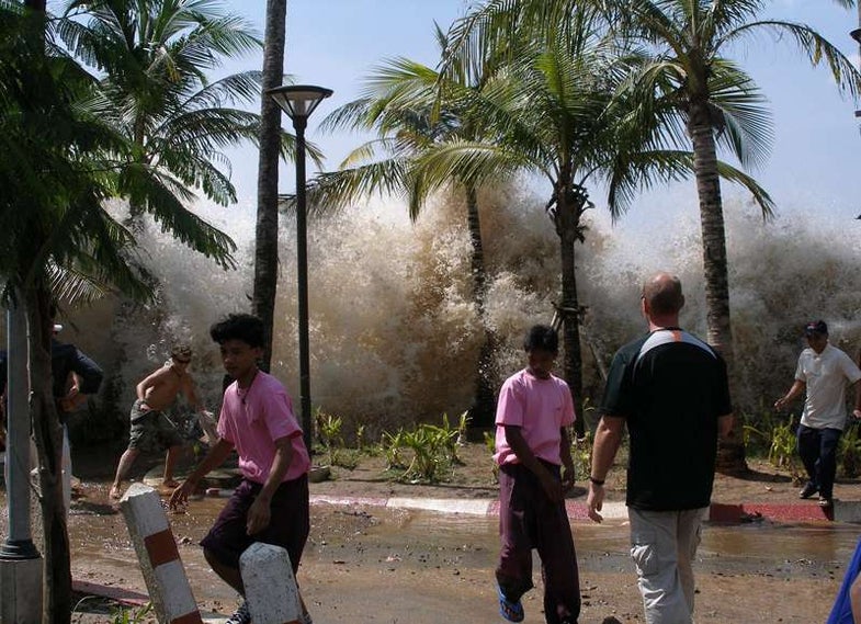 The 2004 tsunami as seen in Ao Nang, Krabi Province, Thailand.