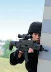 Chinese soldier pointing the Ghost Fleet ZH-05 Smart Grenade Rifle
