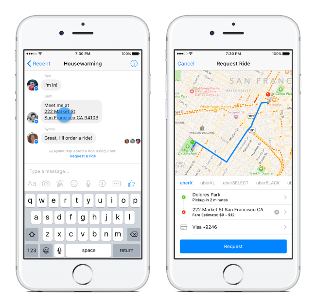Facebook Messenger Now Lets You Order Rides From Uber
