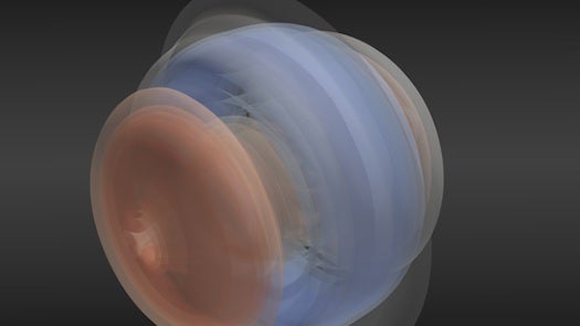 Whoosh. This illustration shows constant east-to-west (red) and west-to-east (blue) winds on Earth, averaged over time. It won a first place prize from Princeton's panel of judges, which included photographers, a poet and Princeton faculty, including a molecular biologist.