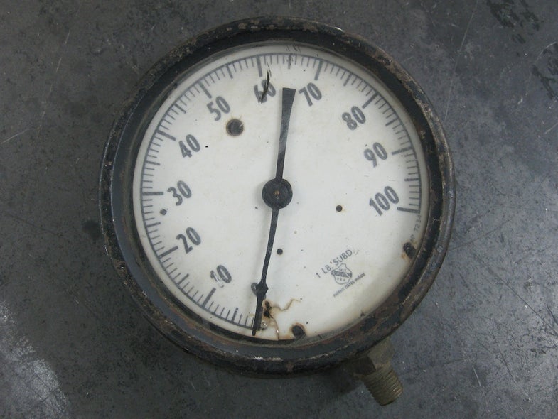 A tired, but as yet un-dissected air pressure gauge.