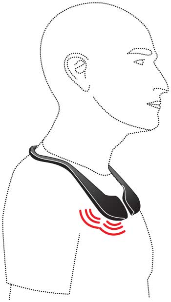 The device translates the audio signal from a game or movie into vibrations that the wearer can feel throughout his body.