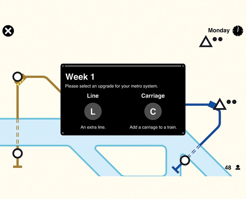 <em>Mini Metro</em> is like <em>The Sims</em> for transit geeks with nerves of steel. In this multiplatform game, players satisfy demanding passengers by redesigning subway-system layouts to suit ever-changing needs. <a href="http://dinopoloclub.com/minimetro/">$5</a>