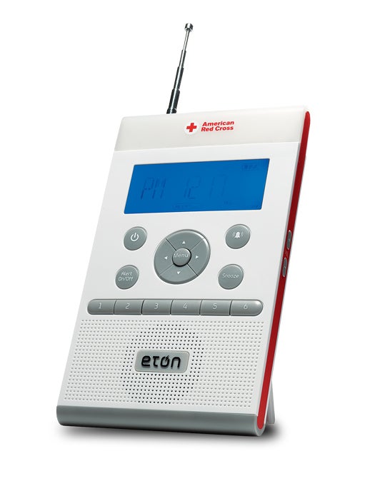 The ZoneGuard is the first radio to translate NOAA weather alerts into both audio and visual warnings. When dangerous weather conditions approach a specified county, the half-pound radio flashes lights that correspond to the severity of the alert: green for advisory, orange for watch, and red for warning. <strong>Etón ZoneGuard</strong> <a href="http://www.etoncorp.com/en/productdisplay/zoneguard">$40</a>