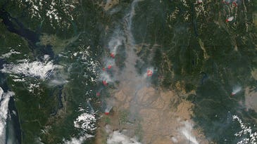 Satellite View Shows Wildfires Across Washington State