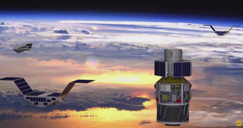 In 2016, eight CYGNSS micro-satellites will ride into space on a rocket. Each one is about the size of a swan, which is where the mission gets its name--in Latin, "cygnus" means swan.
