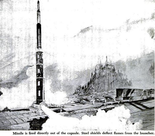 a missile on a launching pad on top of a railroad car