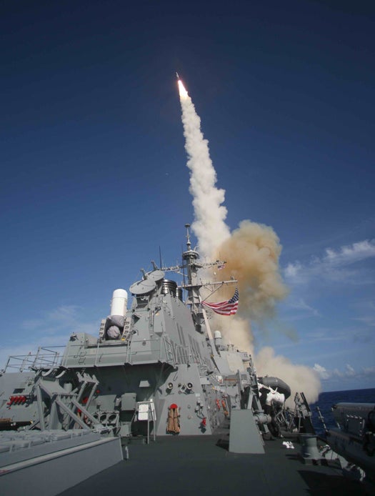 070622-N-XXXXX-003 PACIFIC OCEAN (June 22, 2007) - A Standard Missile (SM-3) is launched from the Aegis combat system equipped Arleigh Burke class destroyer USS Decatur (DDG 73) during a Missile Defense Agency ballistic missile flight test. Minutes later the SM-3 intercepted a separating ballistic missile threat target, launched from the Pacific Missile Range Facility, Barking Sands, Kauai, Hawaii. It was the first time such a test was conducted from a ballistic missile defense equipped-U.S. Navy destroyer. The previous flight tests were conducted from U.S. Navy cruisers. The maritime capability is designed to intercept short to intermediate-range ballistic missile threats in the midcourse phase of flight. USS Decatur is one of 18 U.S. Navy ships (three cruisers and 15 destroyers) that will be identically equipped, by early 2009, with the ballistic missile defense capabilities of conducting long-range surveillance/tracking and launching the SM-3 missile. U.S. Navy Photo (Released)
