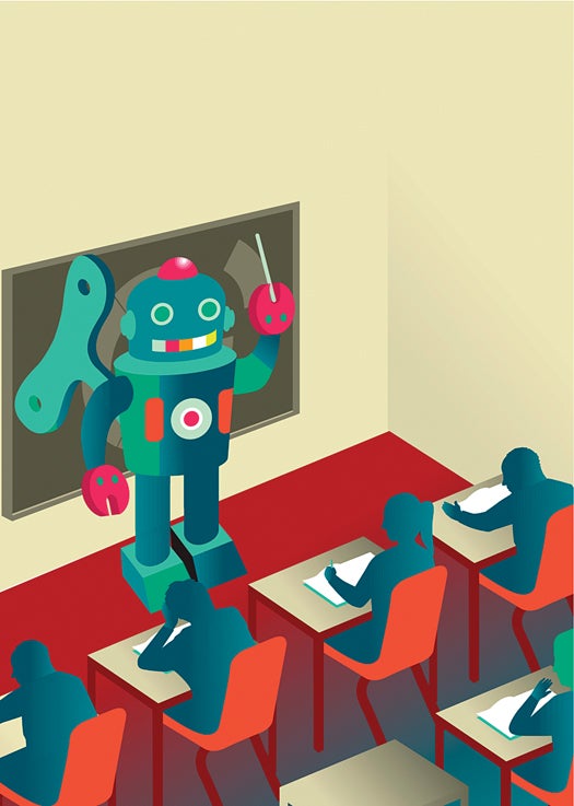 Robot teaching students