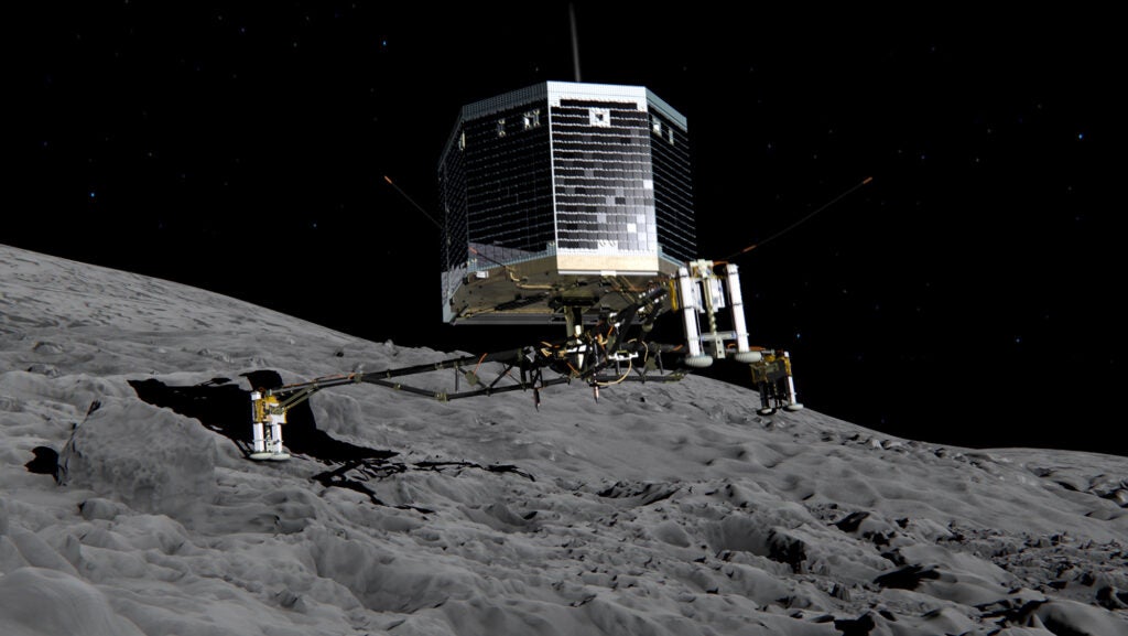 Honorable mention goes to the ESA's Rosetta spacecraft, which made headlines last year for being the <a href="https://www.popsci.com/rosetta-mission-lands-rubber-ducky-comet-update/">first manmade vehicle to land on a comet</a>. Except the "landing" <a href="https://www.popsci.com/rosettas-philae-lander-trouble/">didn't go as smooth as the agency had wanted</a>. On November 12, 2014, Rosetta released its Philae lander, which traveled down to the surface of comet 67P/Churyumov-Gerasimenko. Philae was equipped with harpoons, meant to shoot out and anchor the lander to the comet's surface. However, the harpoons failed to deploy, and mission specialists admitted it's possible Philae bounced off the comet before touching down for good. "Maybe today we didn't just land once, we landed twice," landing manager Stephan Ulamec joked at a press conference.