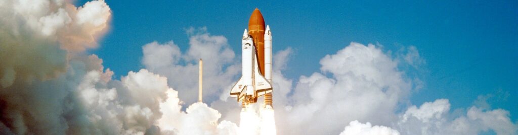 A space shuttle launch.