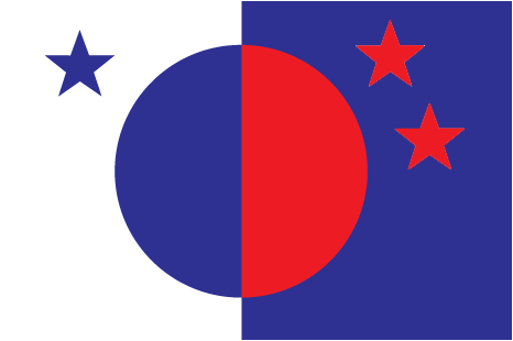 Blue star and ball: represents Earth and the moon White field: represents coming to Mars from a place of peace and cooperation. Red ball and stars: represents the Mars and her moons. Blue field: represents the "ocean" of space and reflects our naval explorations of the past-Landon Knauss