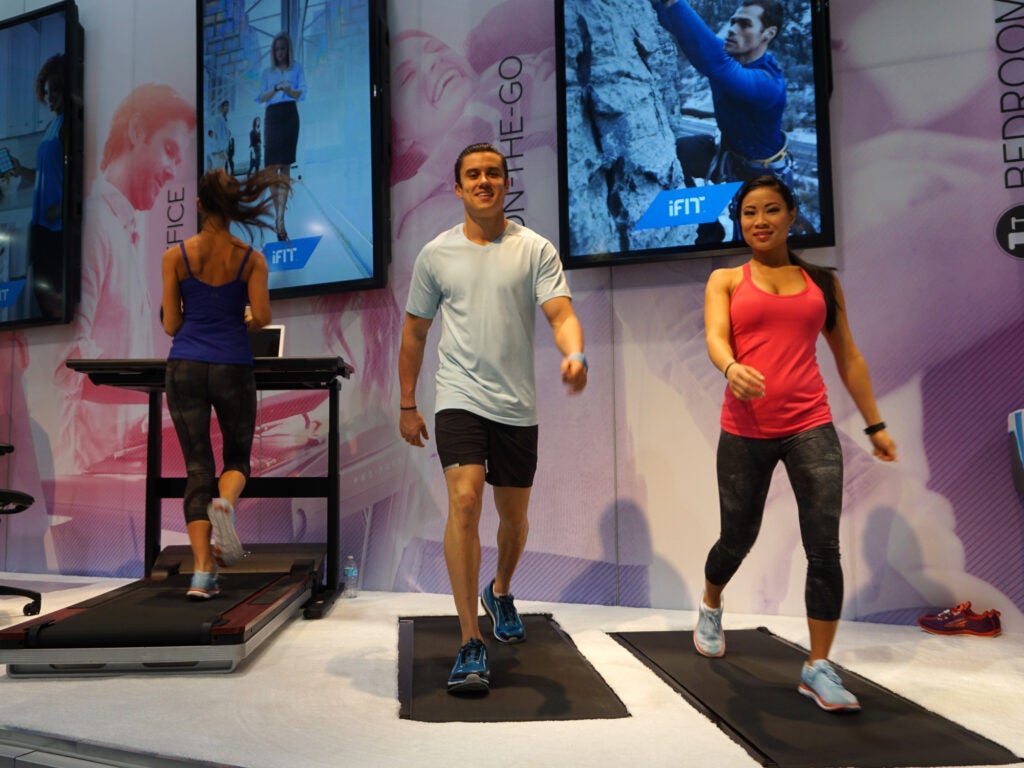 men and women working out at the 2015 Consumer Electronics Show