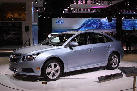 One important theme from Detroit this year was "small American cars are no longer terrible little deathtraps." The 2011 Chevy Cruze, which we've seen before, was on display as GM's entry in the small car market.
