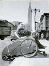 We can't imagine that it would have been easy being a paraplegic during 1950's-era New York (or for that matter, New York today), but M. Arnold Lerman, pictured left, found a way to make it work. His Curb Stepper, a wheelchair that could climb up and down the curb, could shuttle Lerman across town at 10 to 15 miles per hour. It could also travel in sand and snow, aided in part by a two-cylinder engine with a self-starter. Now, if only this thing were allowed on the subway... Read the full story in "Motor Chair Climbs Up and Down Curbs"