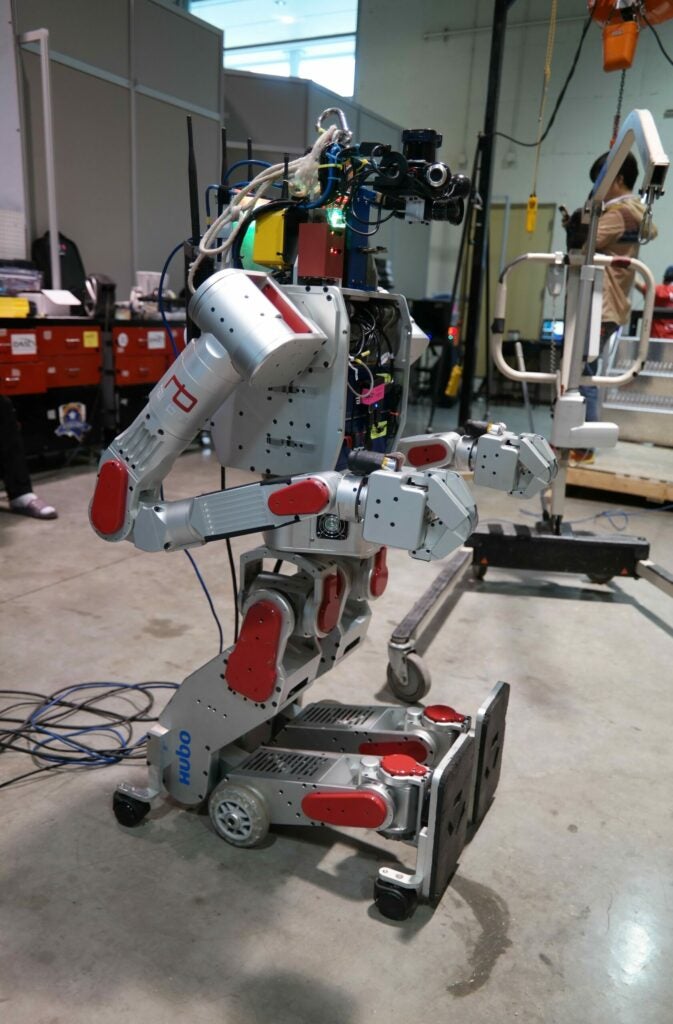 Metal Rebel humanoid robot in the DRC Team Garage