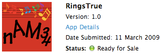 The RingsTrue app ready for sale.