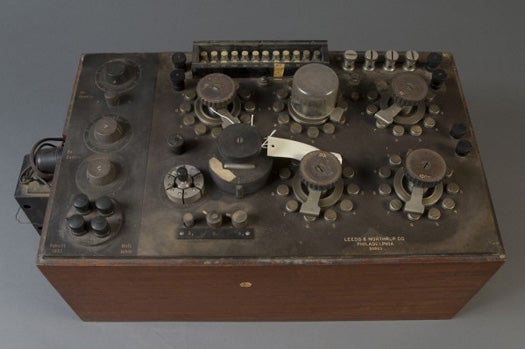 As the name implies, NIST isn't quite sure what this is exactly or how old it is. Its likeness to some other wooden boxes in the collection, however, means it's most likely a resistor box.