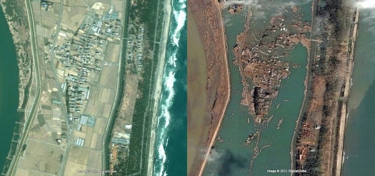 Satellite Images Before and After Quake Show Devastation Throughout Japan