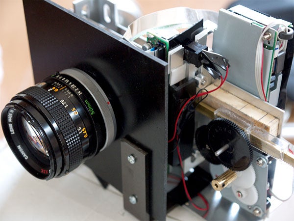 A homemade camera made with a scanner.