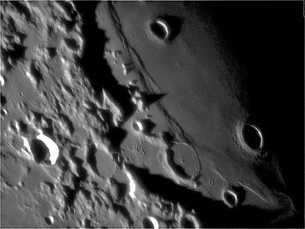 This image shows the region on the Moon in which John J. O'Neill reported seeing a gigantic natural bridge in 1953.