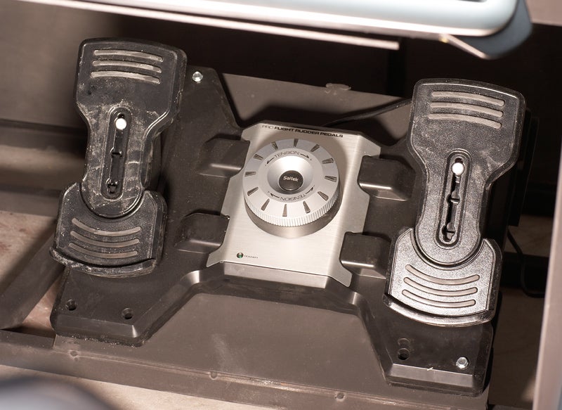 The car-like foot pedals for a Battlestar Galactica flight simulator.
