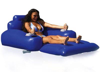 When it comes to lazy, this chair takes the cake. Now you don´t even have to paddle yourself around the pool-a battery-powered motor does it for you. (<a href="http://www.excaliburelectronics.net/Merchant2/merchant.mv?Screen=PROD&amp;Store_Code=EXC2&amp;Product_Code=PR10&amp;Product_Count=&amp;Category_Code=">excaliburelectronics.com</a>)