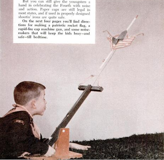 Here, we featured seven homemade patriotic toys to entertain children, including this rocket flag launcher (instructions included!). Read the full article July 4th Can Be Fun And Safe.