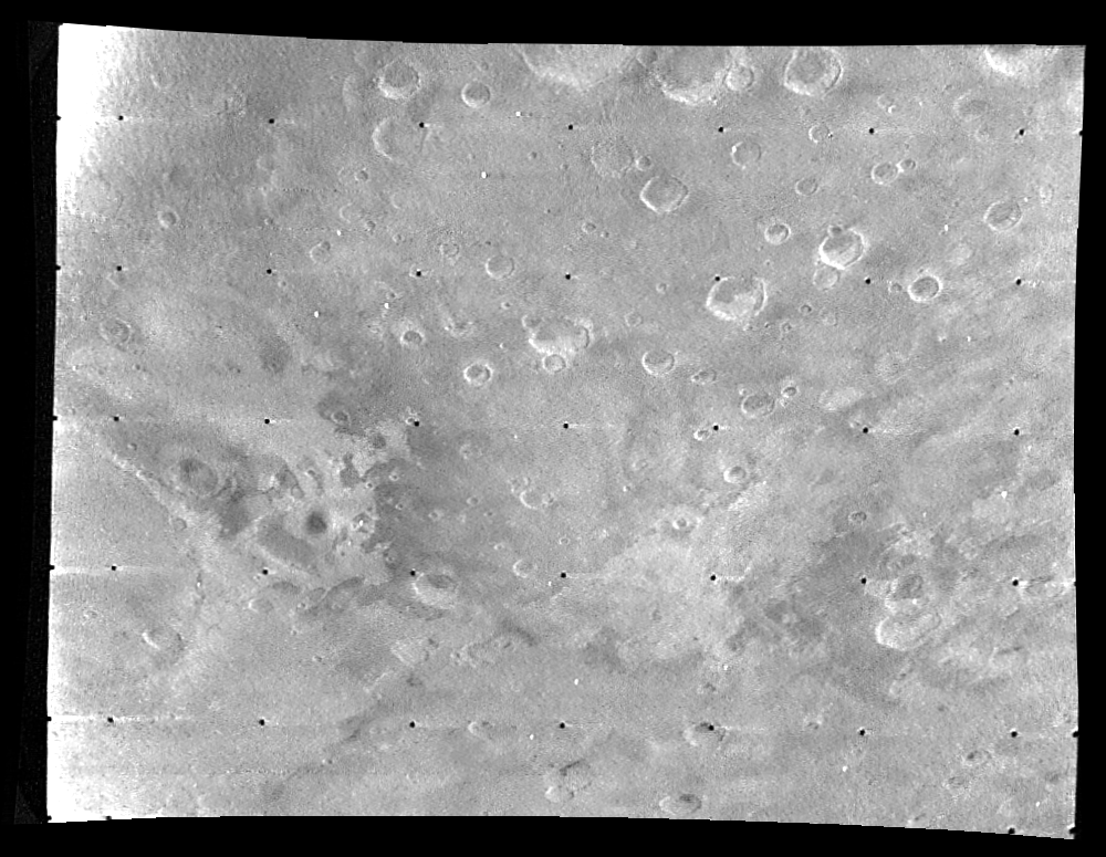 Mars still looks smoother overall with heavy cratering as seen from Mariner 6.