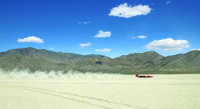 Team North American Eagle makes a practice run in Nevada's Black Rock Desert.