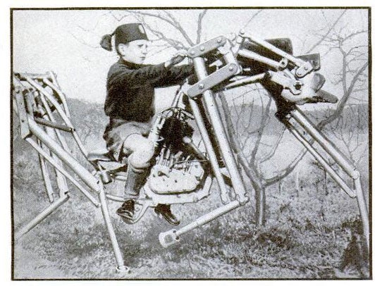 An Italian inventor surmised that his gasoline-powered mechanical horse could transport children across roads and fields. Read the full story in "Horse of Steel Runs Across Fields"