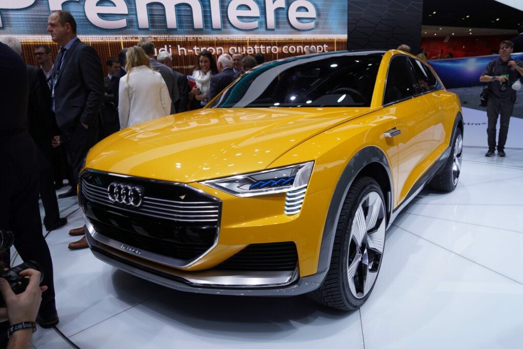Audi unveiled its hydrogen-powered h-tron Quattro Concept, a fuel-cell powered, off-road capable all-wheel-drive hybrid electric wagon. The zero-emission EV has two motors, a 121-hp motor in front and a 148-hp motor driving the rears. The result—from these motors and a supplemental battery pack—is a significant 406 lb-ft of torque, which helps shoot the wagon to 60 in under 7 seconds and will help it muscle over virtually any terrain. Audi pushing for hydrogen power in the year after Toyota and Honda released their own hydrogen vehicles to continued public skepticism is yet another vital boost for the alternative fuel. The car’s tanks hold 6 kilograms of hydrogen, good for 370 miles, and can be refueled in only 4 minutes.