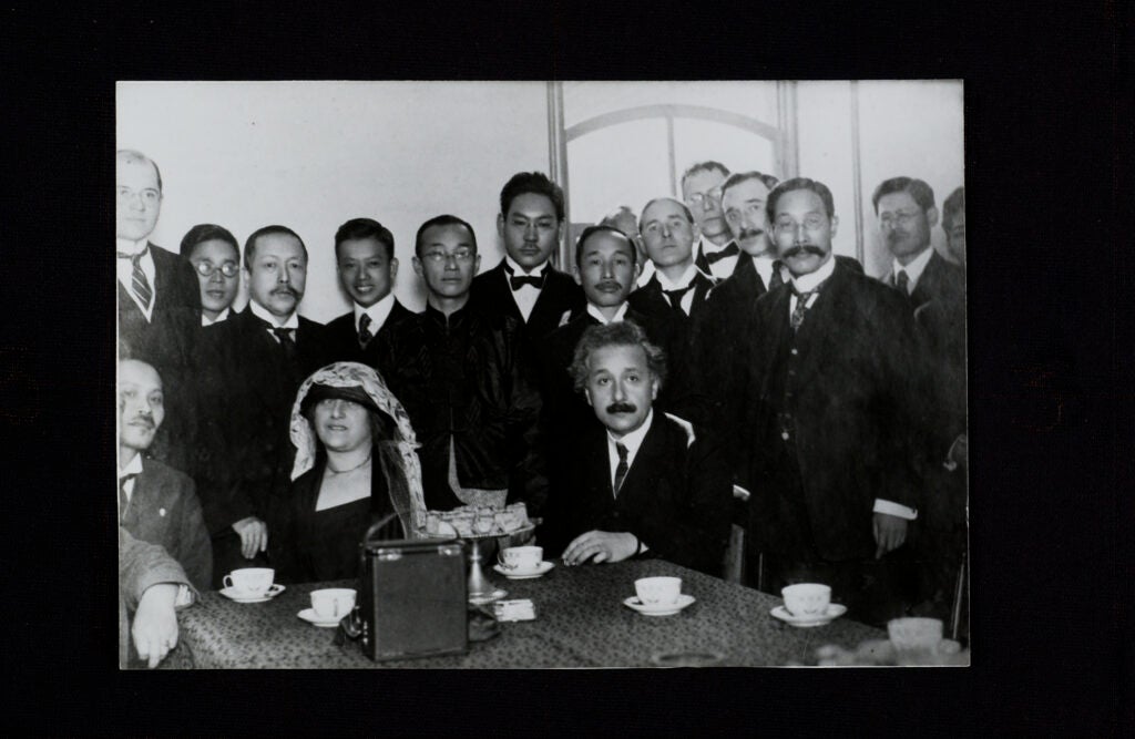 Albert and Elsa at the University of Commerce in Tokyo with Japanese faculty, November 1922.