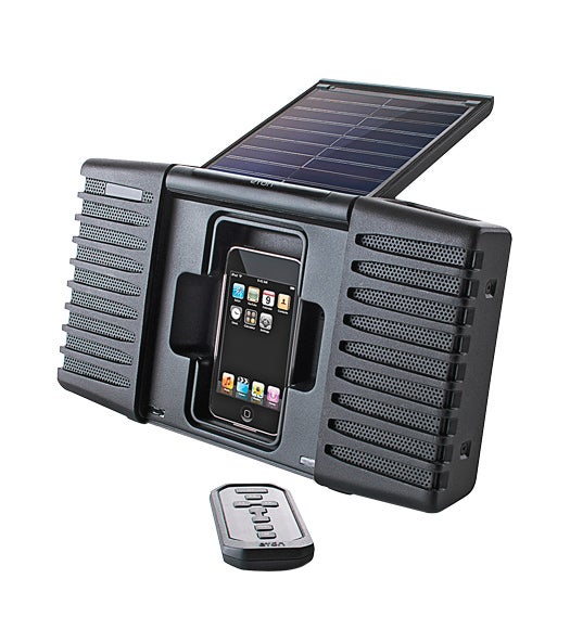 This portable iPod speaker is the first to use solar power to both run and charge your player. Its dual-cell lithium-ion battery holds enough juice to fully charge an iPhone, or if its 4.7-inch panel is in the sun, it can power the player as it runs. <strong>$200</strong>