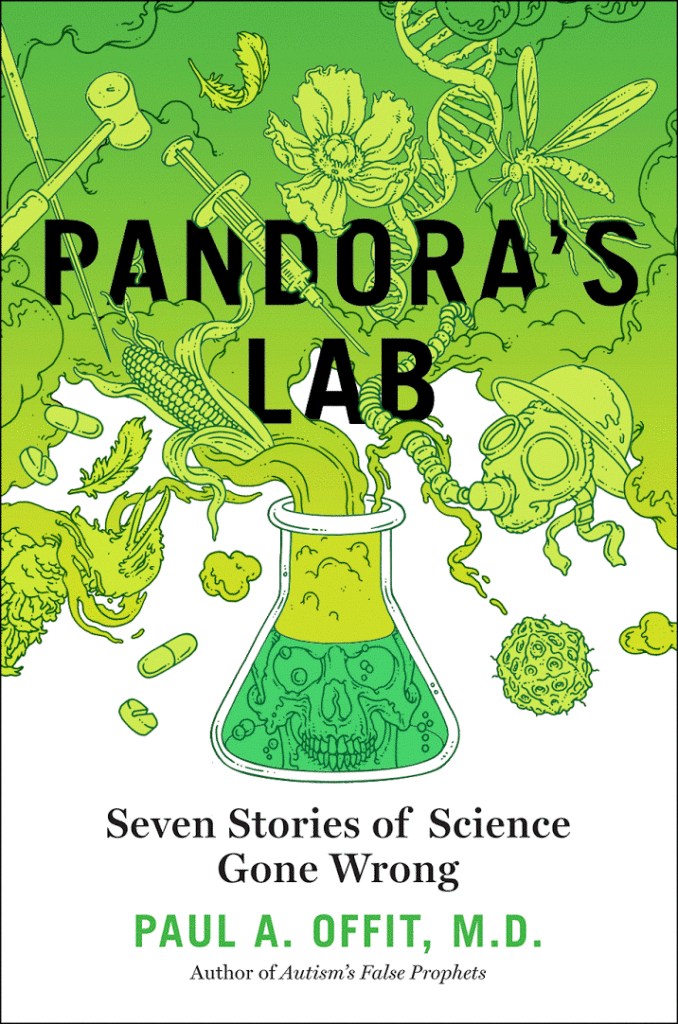 book cover for pandora's lab featuring green moving ominous images