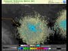 This radar image shows insects pooling along a mesoscale boundary layer, and the bats emerging from Frio and Rucker cave to forage on the insects.